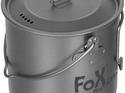 Fox Outdoor Fox Outdoor - Pot  -  Titane  -  petit  -  avec  -  Couvercle  -  Poignées pliantes  -  environ 1  -  1 l