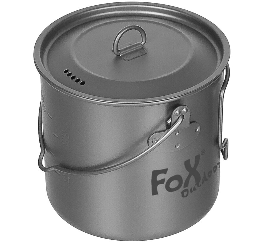 Fox Outdoor - Pot  -  Titanium  -  Klein  -  Met Deksel  -  Opvouwbare handgrepen  -  ca. 1 l