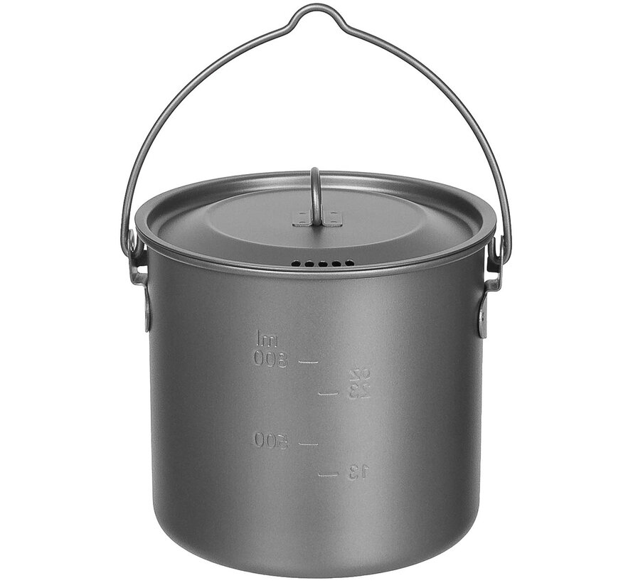 Fox Outdoor - Pot  -  Titanium  -  Klein  -  Met Deksel  -  Opvouwbare handgrepen  -  ca. 1 l