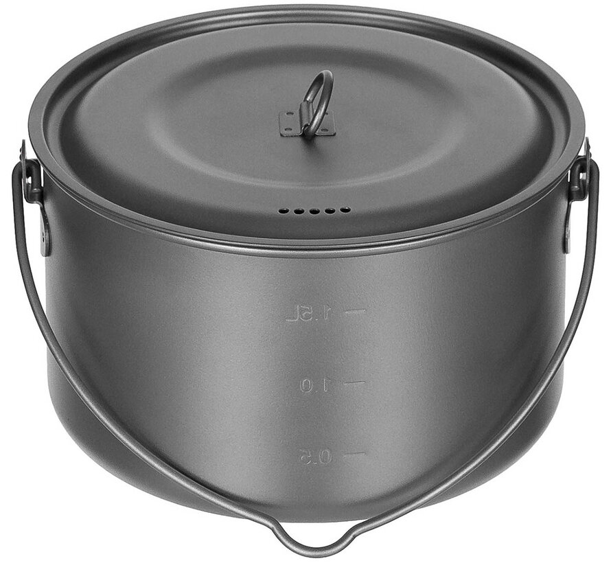 Fox Outdoor - Pot  -  Titanium  -  Groot  -  Met Deksel  -  ca. 1  -  95 l