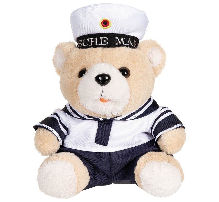 MFH - Ours en peluche  -  "Marine"  -  avec costume et capuchon  -  environ 28 cm