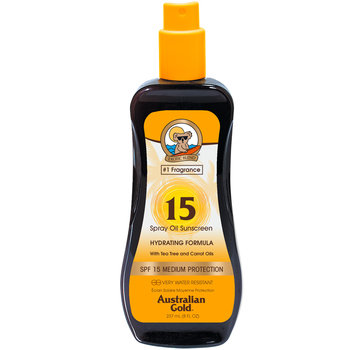 Australian Gold Spray Oil - Olejek w sprayu przyspieszający opalanie z filtrem SPF 15, 237 ml