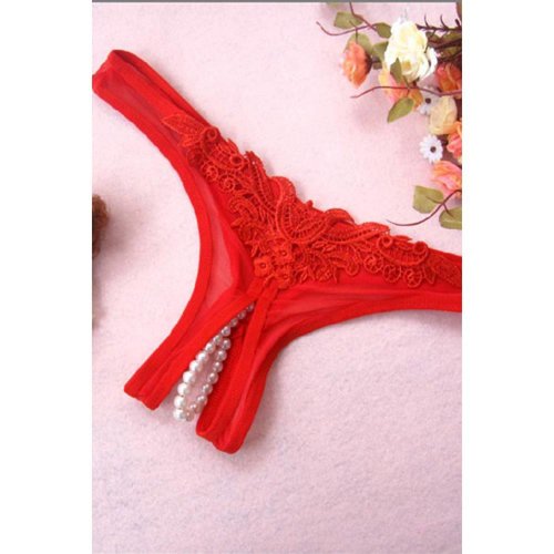 Sexy Kleidung Rote string mit Perln Sexy Kleidung Rote string mit Perln