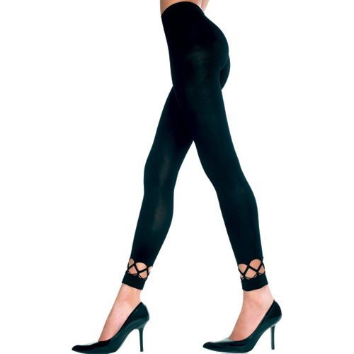 Music Legs Elastan Leggings mit Häkelbordüre SCHWARZ Music Legs Elastan Leggings mit Häkelbordüre SCHWARZ