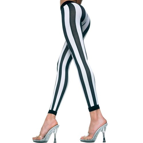 Music Legs Vertikal gestreifte Leggings - Schwarz/Weiß Music Legs Vertikal gestreifte Leggings - Schwarz/Weiß