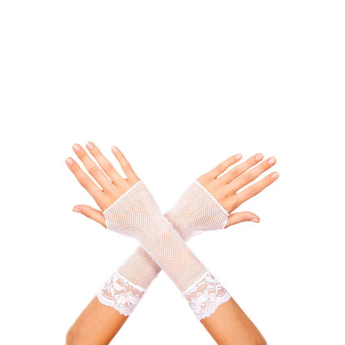 Music Legs Kurze Netzhandschuhe mit Spitzenbesatz WEISS Music Legs Kurze Netzhandschuhe mit Spitzenbesatz WEISS