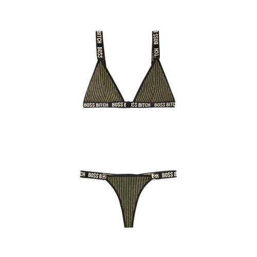 Vibes Bra Set Bo$$ Bitch - Schwarz/Gold Vibes Bra Set Bo$$ Bitch - Schwarz/Gold