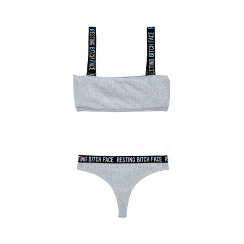 Vibes Set mit Crop Top - Grau/Schwarz Vibes Set mit Crop Top - Grau/Schwarz
