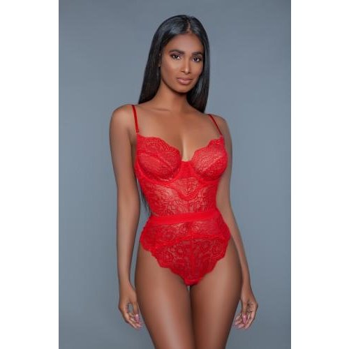 Be Wicked Bettany Bodysuit aus Spitze - Rot Be Wicked Bettany Bodysuit aus Spitze - Rot