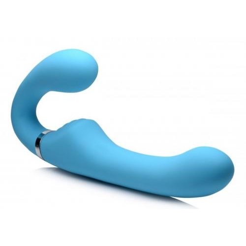 Strap U Mighty Rider Vibrierender halterloser Strap-on - Blau Strap U Mighty Rider Vibrierender halterloser Strap-on - Blau