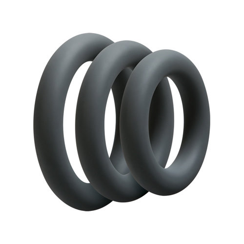 OptiMALE 3-teiliges Penisring-Set in Grau OptiMALE 3-teiliges Penisring-Set in Grau