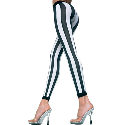 Music Legs Vertikal gestreifte Leggings - Schwarz/Weiß Music Legs Vertikal gestreifte Leggings - Schwarz/Weiß