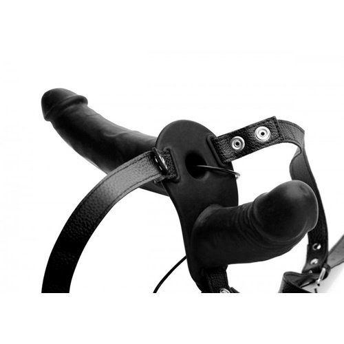 Strap U Power Pegger Doppel-Strap-On Vibrator - Schwarz Strap U Power Pegger Doppel-Strap-On Vibrator - Schwarz