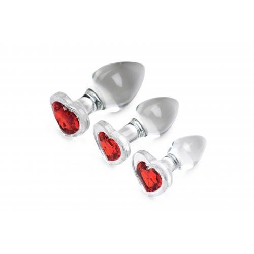 Booty Sparks Red Heart Analplugset aus Glas mit Schmuckstein Booty Sparks Red Heart Analplugset aus Glas mit Schmuckstein