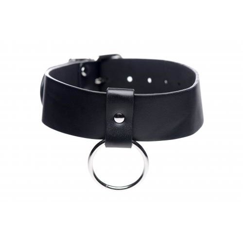 Strict Schwarzes veganes Halsband mit Ring Strict Schwarzes veganes Halsband mit Ring