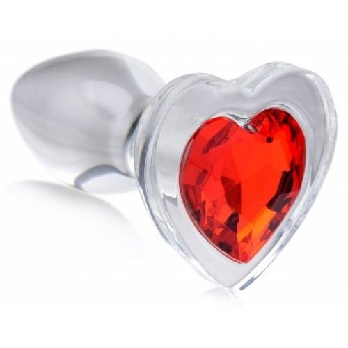 Booty Sparks Red Heart Glas-Analplug mit Schmuckstein - Groß Booty Sparks Red Heart Glas-Analplug mit Schmuckstein - Groß