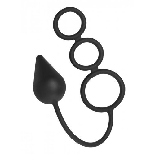 Master Series Triple Threat Silicone Tri-Cock Ring and Plug
