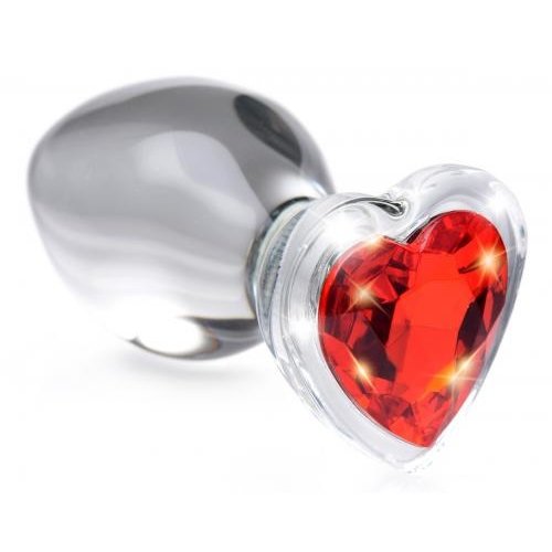 Booty Sparks Red Heart Glas-Analplug mit Schmuckstein - Mittelgroß Booty Sparks Red Heart Glas-Analplug mit Schmuckstein - Mittelgroß
