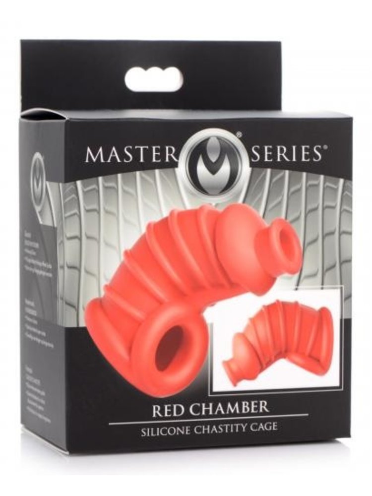Master Series Red Chamber - Peniskäfig aus Silikon - Rot