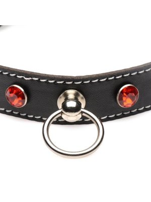 Strict Diamant-Halsband mit O-Ring - Schwarz/Rot