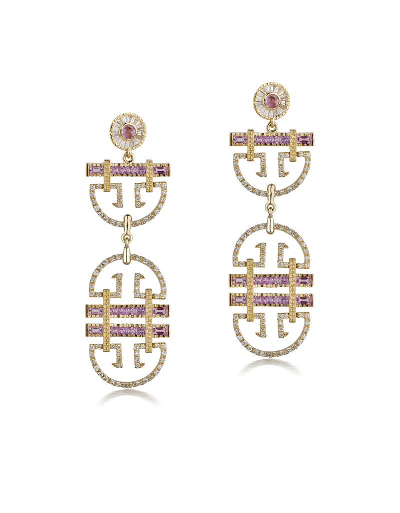 Shanhan String Dancer Long Earrings in Cherry Blossom