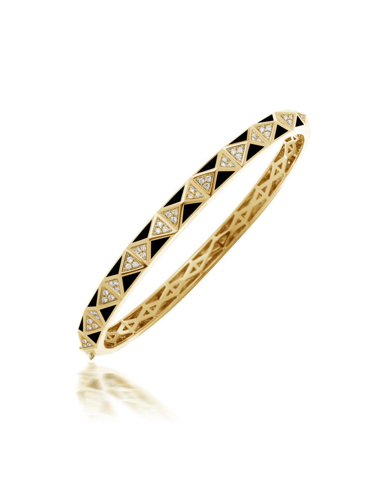 Calliope Carnival Bangle Yellow Gold in Ebony Pave