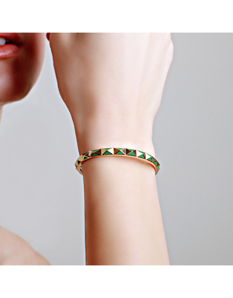 Calliope Carnival Bangle Yellow Gold in Evergreen