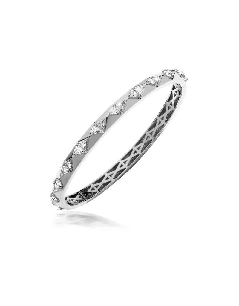 Calliope Carnival Bangle in White Gold with Trillion Diamonds