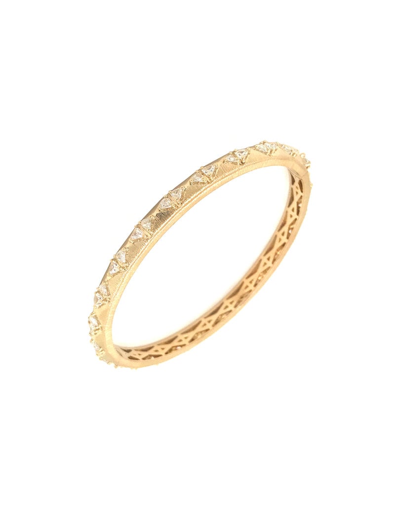 Calliope Carnival Bangle in Yellow Gold with Trillion Diamonds Matte Finishing