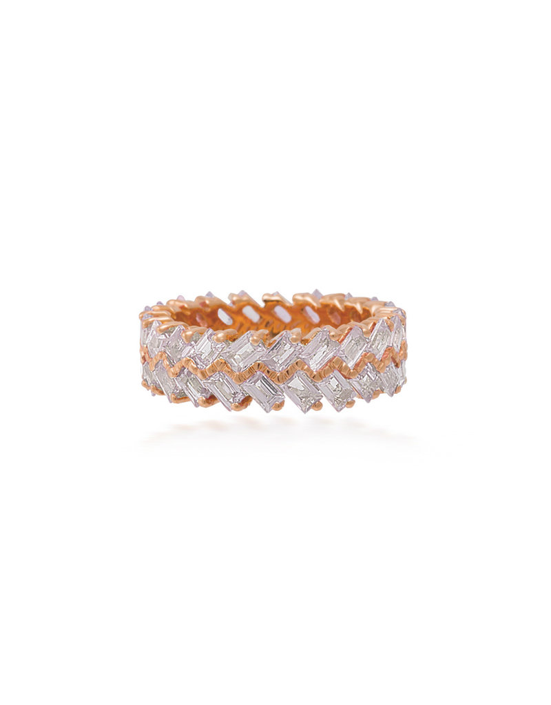Shanhan Chevron Ring in Rose Gold with Diamonds
