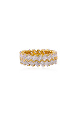 Shanhan Chevron Ring in Yellow Gold with Diamonds