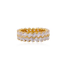 Shanhan Chevron Ring in Yellow Gold with Diamonds