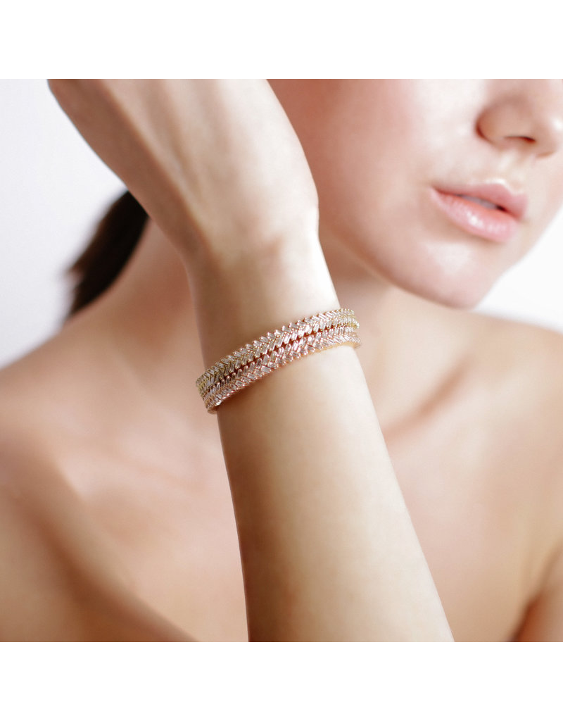 Shanhan Chevron Bangle with Diamonds in Rose Gold