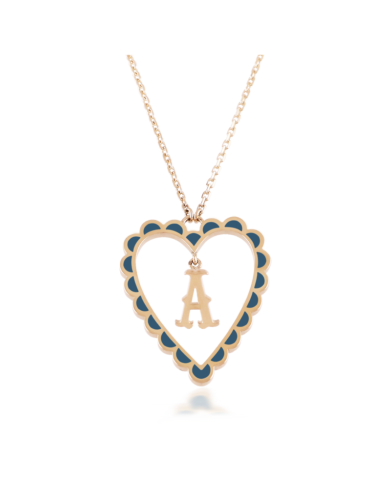 Calliope Alphabet Heart Necklace in Letter A