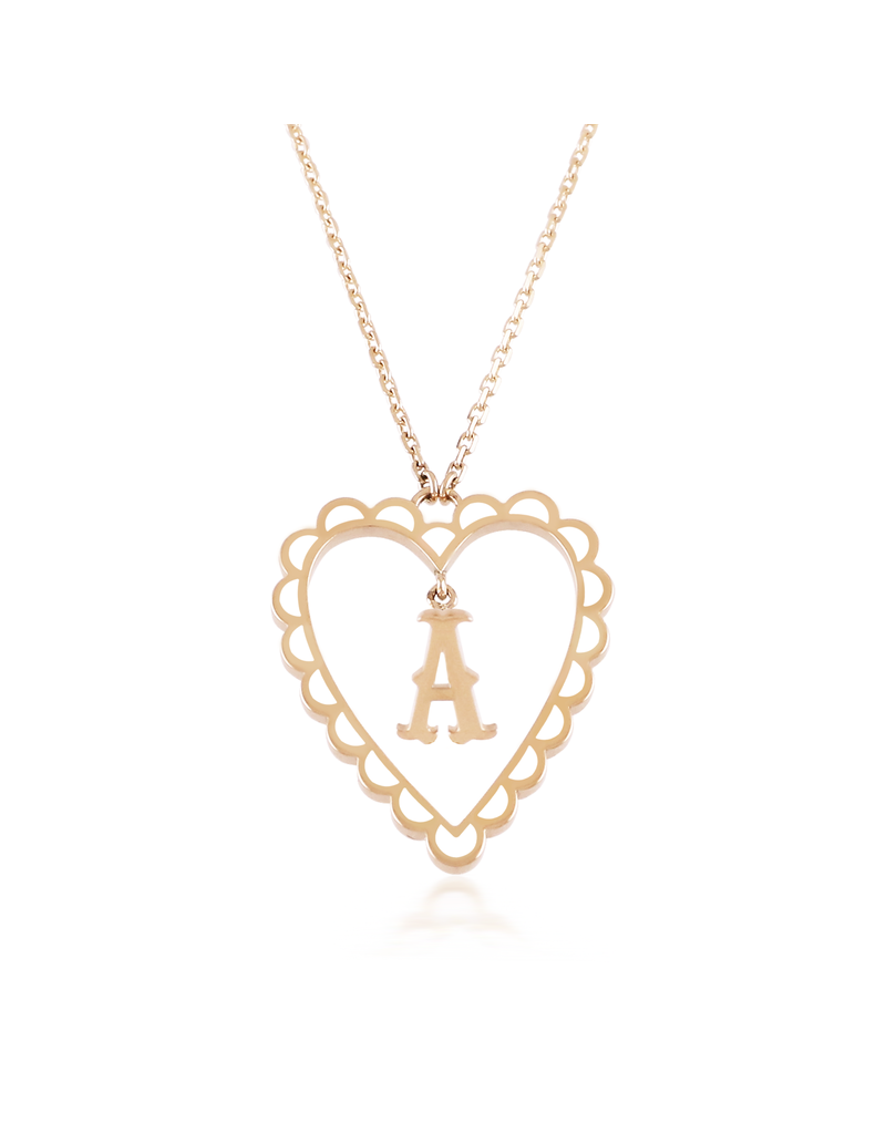 Calliope Alphabet Heart Necklace in Letter A