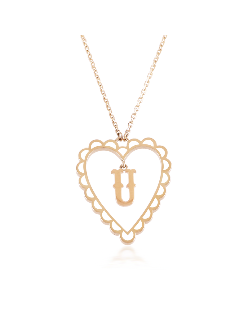 Calliope Alphabet Heart Necklace in Letter U