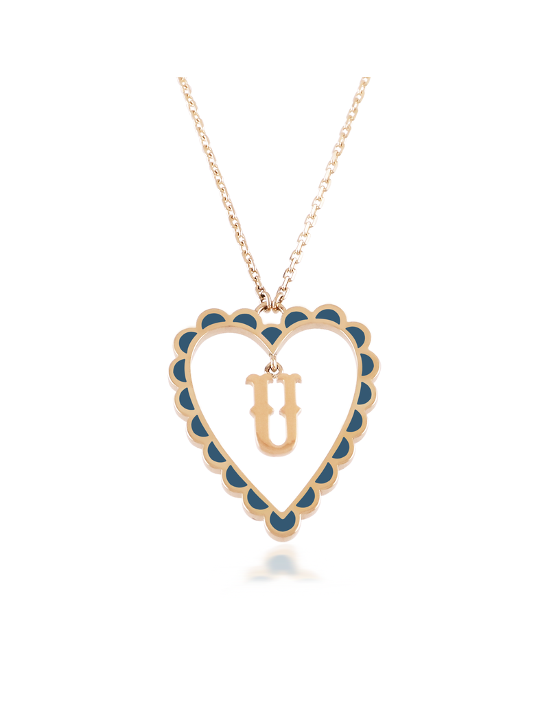 Calliope Alphabet Heart Necklace in Letter U