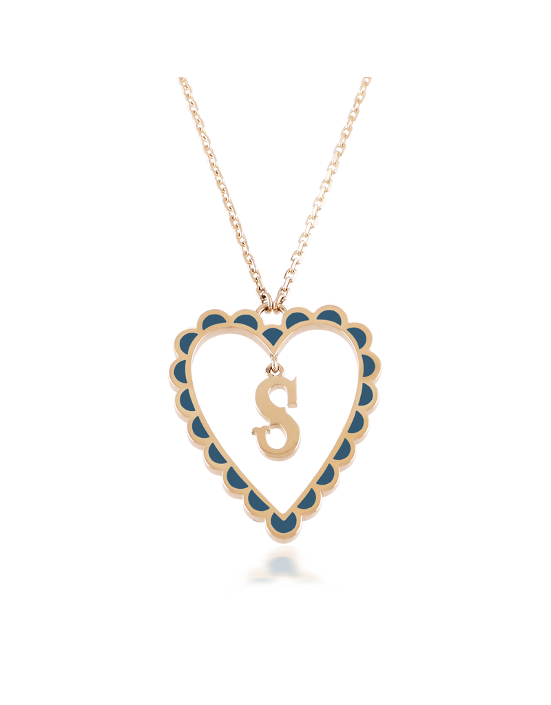 Calliope Alphabet Heart Necklace in Letter S