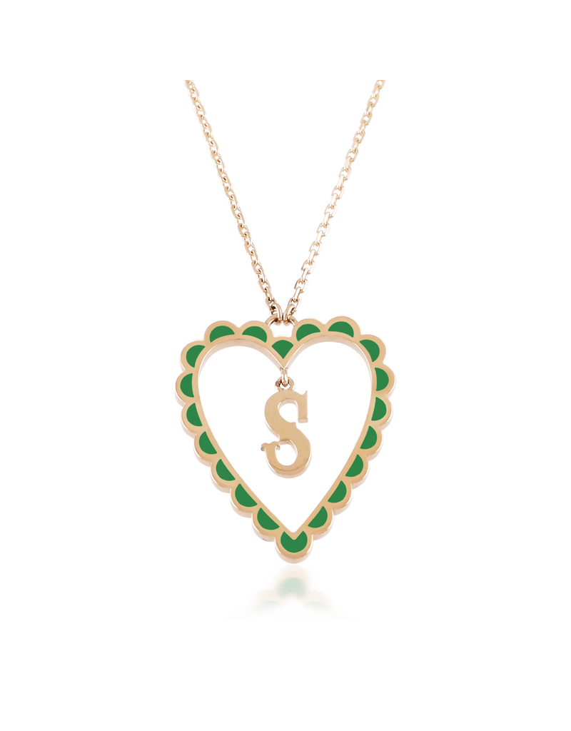 Calliope Alphabet Heart Necklace in Letter S