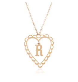 Calliope Alphabet Heart Necklace in Letter R