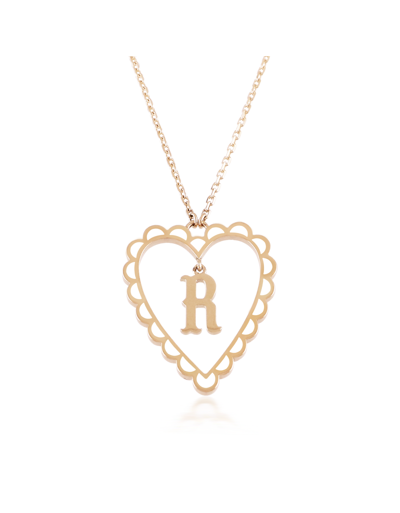 Calliope Alphabet Heart Necklace in Letter R