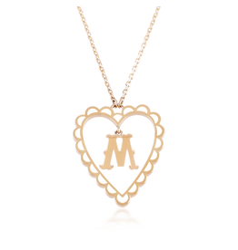 Calliope Alphabet  Heart Necklace  in Letter M