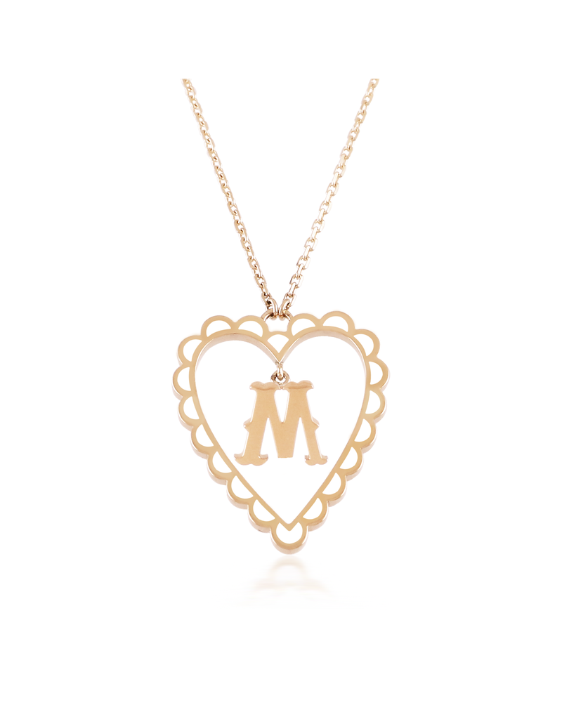 Calliope Alphabet  Heart Necklace  in Letter M