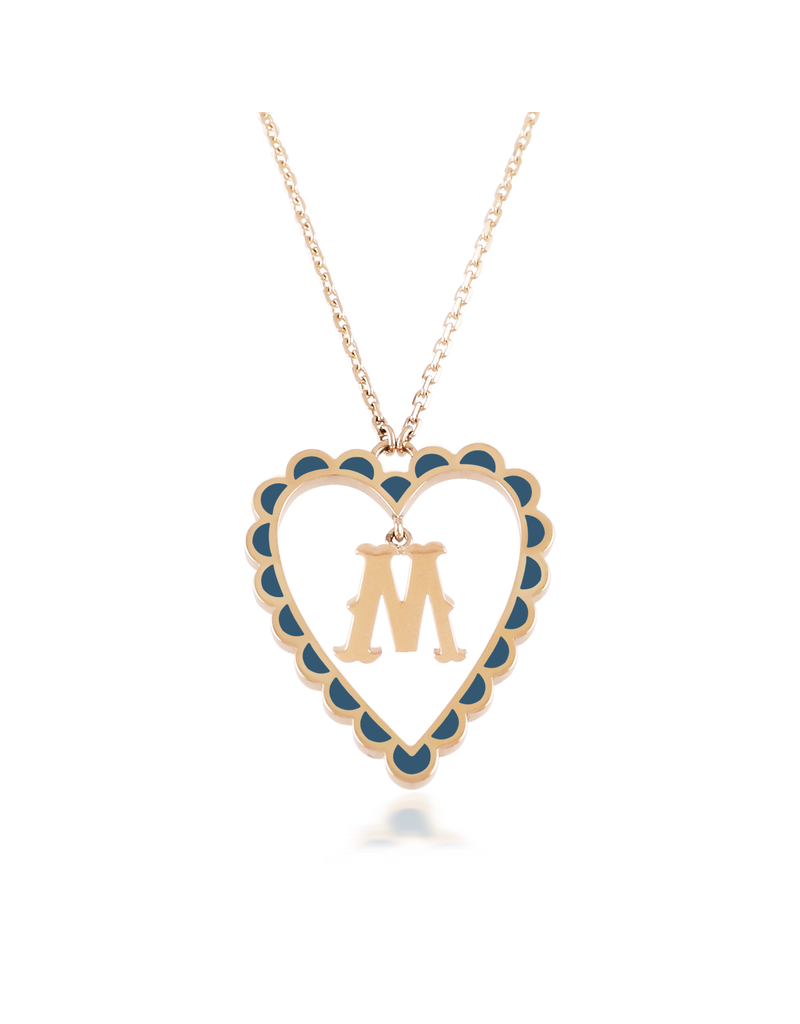 Calliope Alphabet  Heart Necklace  in Letter M
