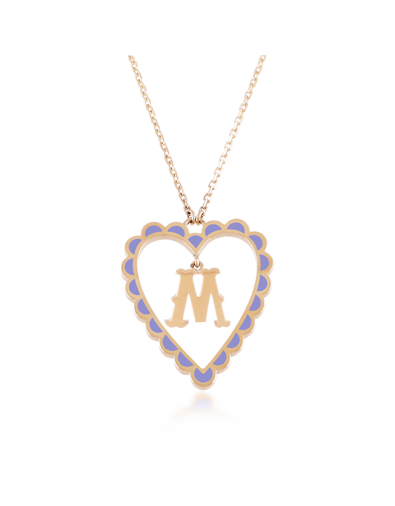 Calliope Alphabet  Heart Necklace  in Letter M