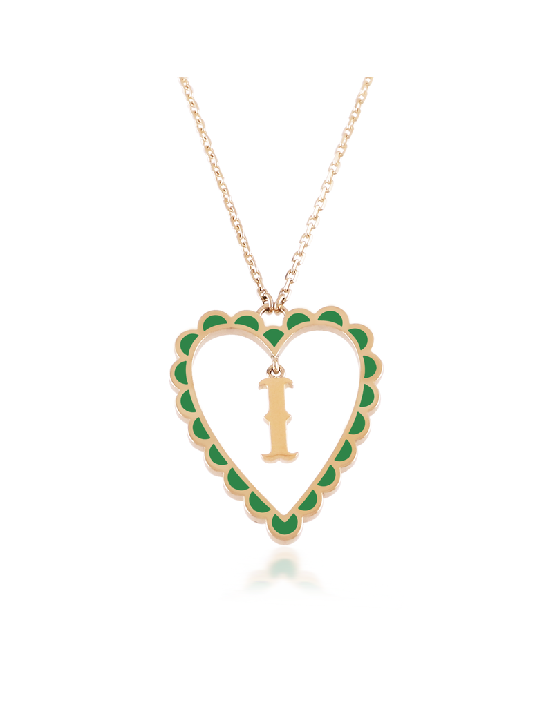 Calliope Alphabet Heart Necklace in Letter I