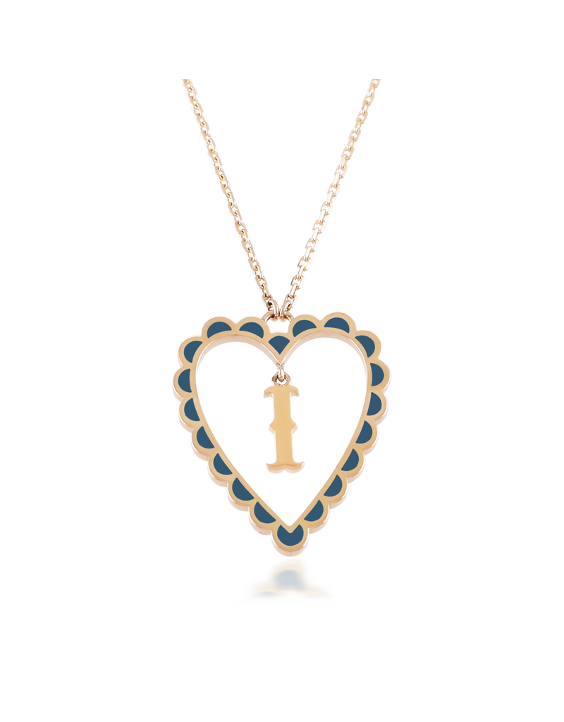 Calliope Alphabet Heart Necklace in Letter I