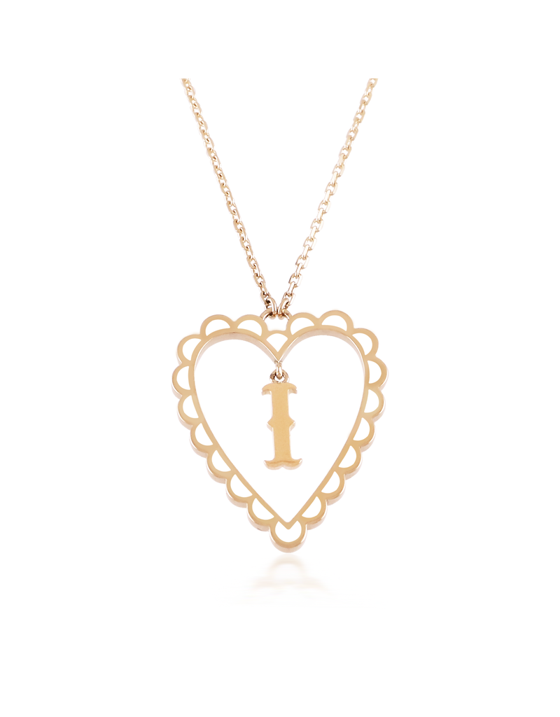 Calliope Alphabet Heart Necklace in Letter I