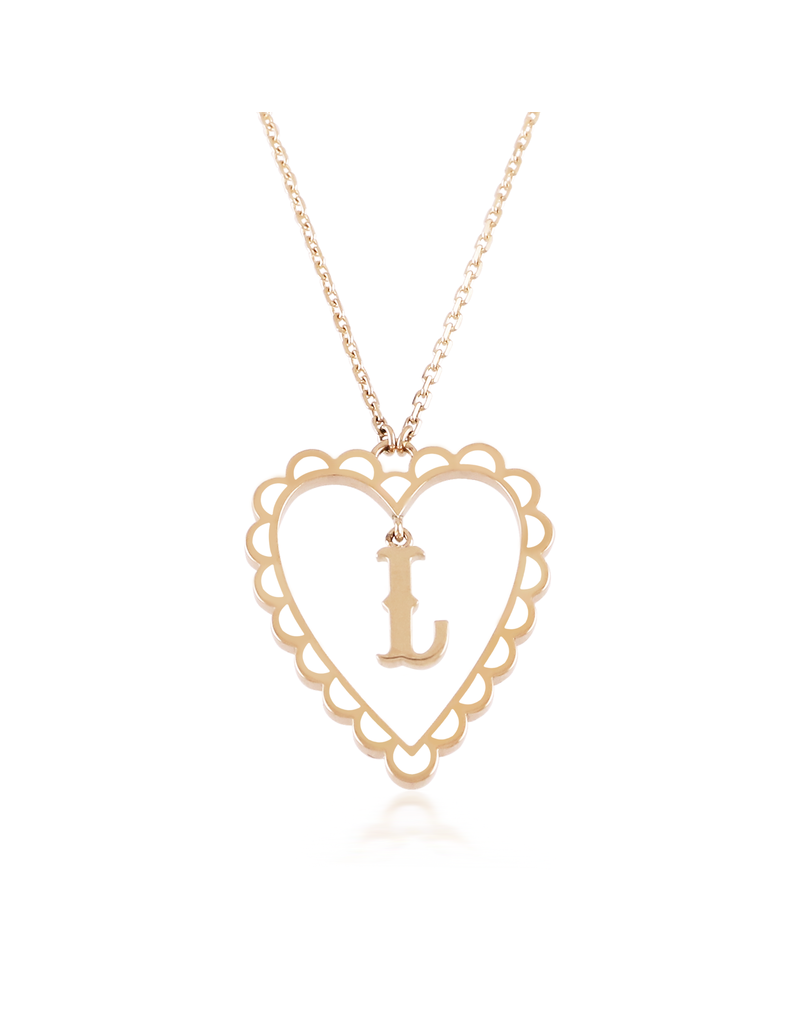 Calliope Alphabet Heart Necklace in Letter L