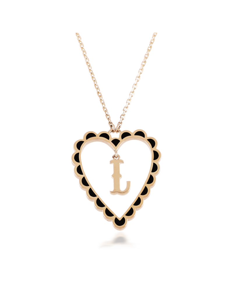 Calliope Alphabet Heart Necklace in Letter L